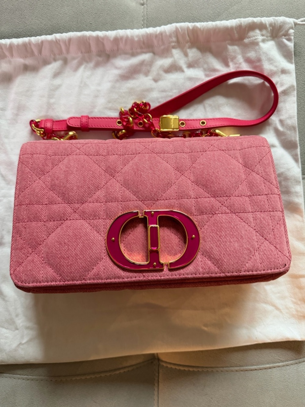 Dior Pink Quilted CD Flap Crossbody Bag